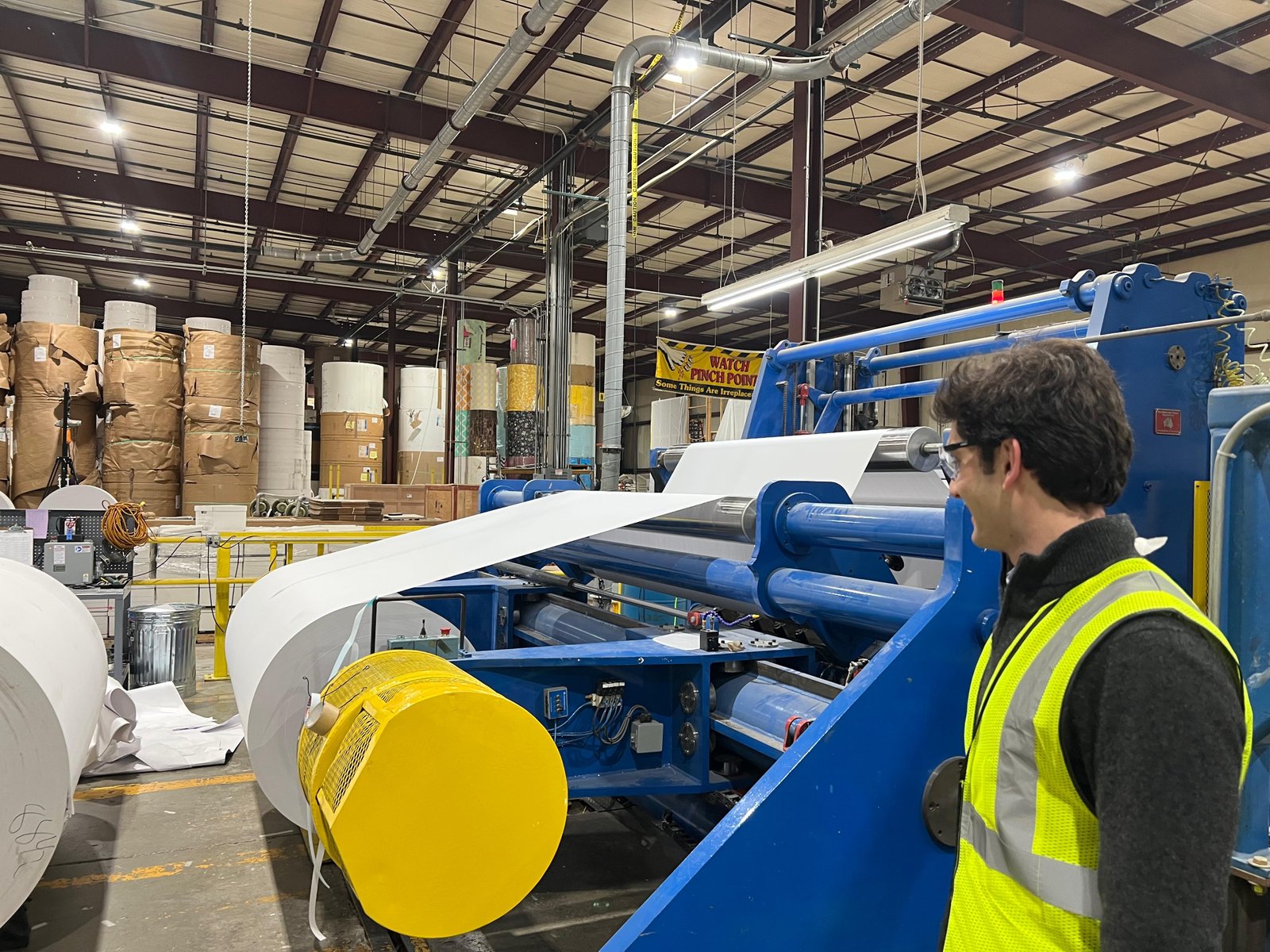 Joe rewinding at Milltown Paper